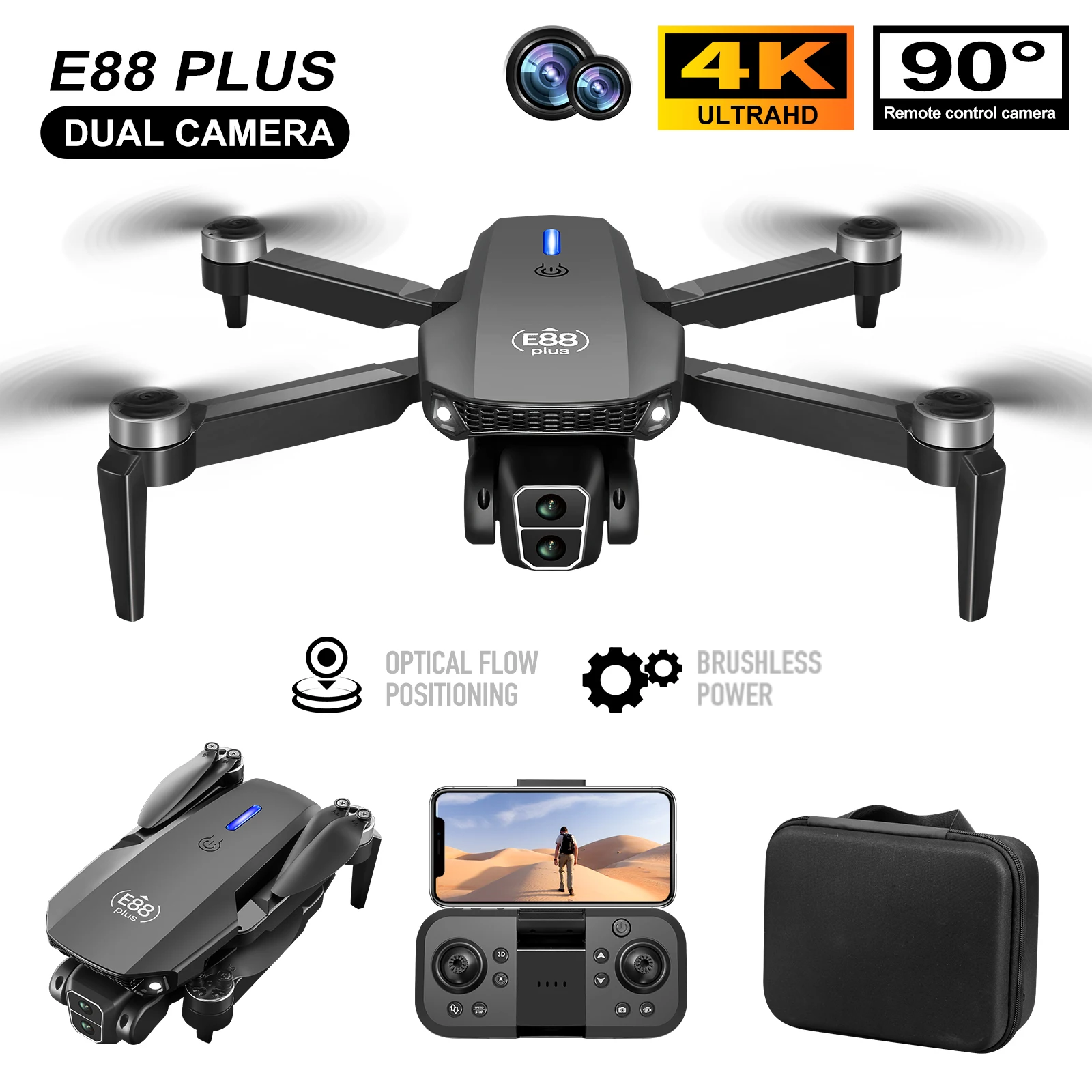 Drone Lidar - โดรนโดรน E88 Plus ใหม่: 90 °